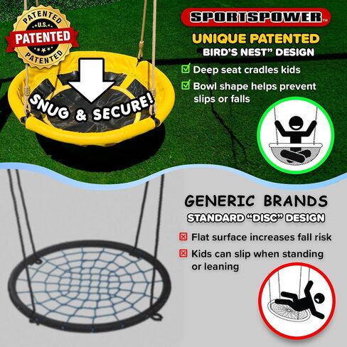 Sportspower Matterhorn LED 9.5FT Metal Swing Set for Kids and Adults with Light-Up Swings & Saucer, 600 lbs Capacity, Heavy Duty Outdoor Nighttime Playset with A-Frame & Industrial Clamp System in Kuwait