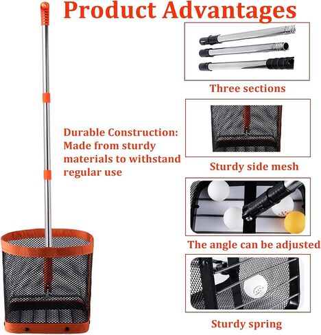 WIGERLON Ping Pong Ball Picker Holds 150 pcs Balls, Table Tennis Ball Picker for Training, Ping Pong Ball Picker Upper for Coach and Player in Saudi Arabia