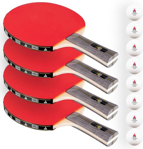 JOOLA Helio 4-Player Table Tennis Set - 4 Premium Ping Pong Paddle Rackets, 8 High-Performance White 3-Star Table Tennis Balls, Beginner Friendly Starter Kit for Maximum Control, 12 Piece Set in Kuwait