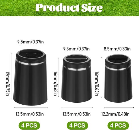 Golf Club Ferrules, 12 Pieces Black Golf Ferrules Compatible with Irons Golfs Tapered Ferrule for Tapered 0.335Shaft 0.365 Shaft and 0.370 Shaft with Single Silver Ring Irons Shaft-Sleeve Adapter in Kuwait