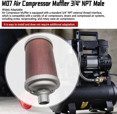 M07 Air Compressor Muffler 3/4" NPT Male Fit for Dryer, Air Compressor, Compressed Air System in Kuwait