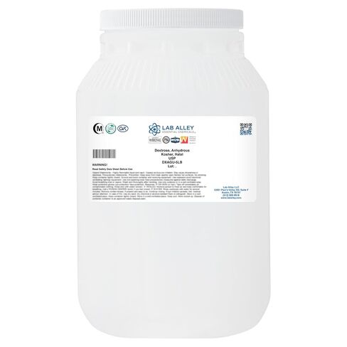 Lab Alley Dextrose، لا مائي، درجة USP، كوشير، حلال، استخدامات صيدلانية وغذائية، مسحوق الجلوكوز السائب للمكملات الغذائية، الخبز، التخمير، معالجة الجفاف (2 رطل) in Kuwait