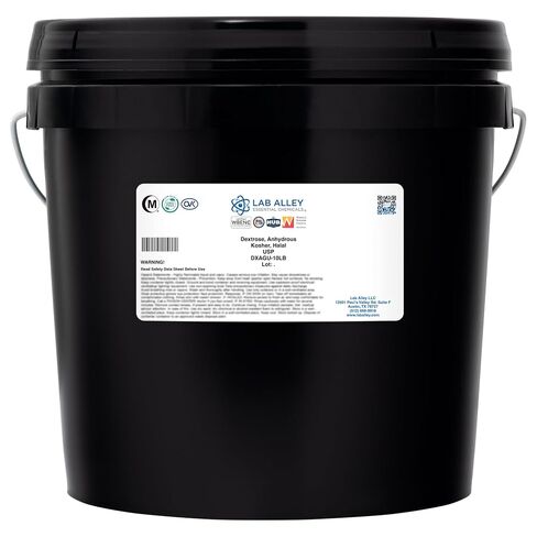 Lab Alley Dextrose، لا مائي، درجة USP، كوشير، حلال، استخدامات صيدلانية وغذائية، مسحوق الجلوكوز السائب للمكملات الغذائية، الخبز، التخمير، معالجة الجفاف (2 رطل) in Kuwait