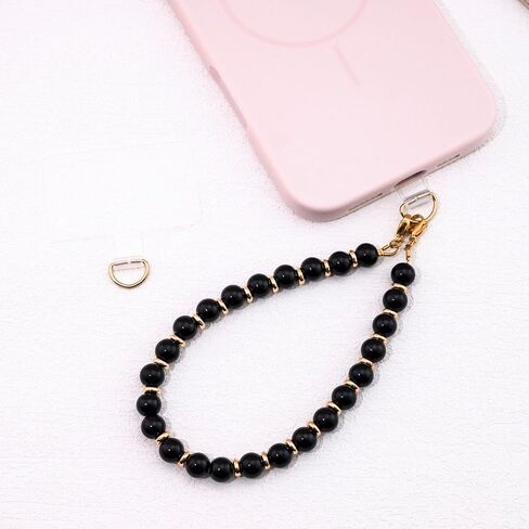 Beaded Phone Wrist Strap Beaded Cellphone Charm Wrist Lanyard for Women Teen Girls Phones Bracelet Strap with Tether Tab in Saudi Arabia