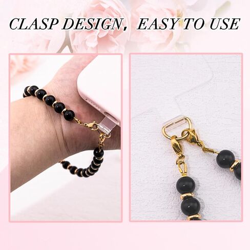 Beaded Phone Wrist Strap Beaded Cellphone Charm Wrist Lanyard for Women Teen Girls Phones Bracelet Strap with Tether Tab in Saudi Arabia