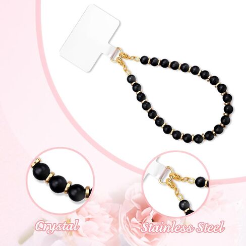 Beaded Phone Wrist Strap Beaded Cellphone Charm Wrist Lanyard for Women Teen Girls Phones Bracelet Strap with Tether Tab in Saudi Arabia
