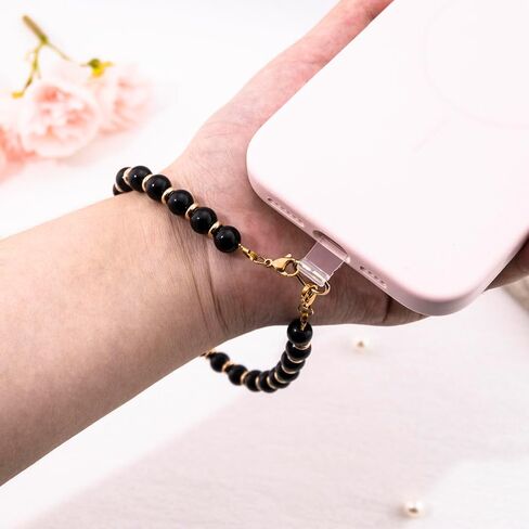 Beaded Phone Wrist Strap Beaded Cellphone Charm Wrist Lanyard for Women Teen Girls Phones Bracelet Strap with Tether Tab in Saudi Arabia