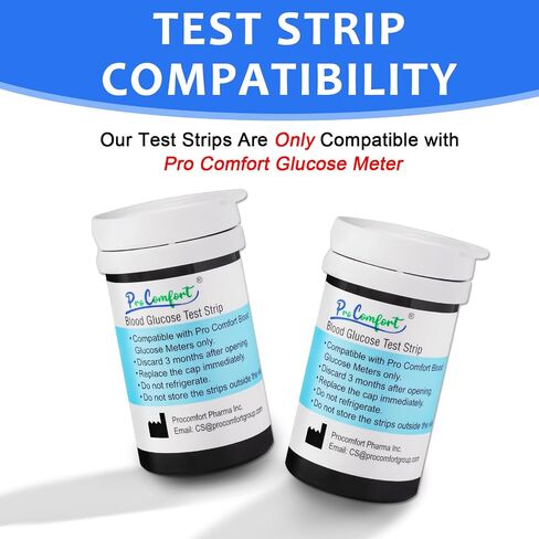 شرائط اختبار الجلوكوز عدد 100 شريط اختبار السكر في الدم يستخدم مع جهاز مراقبة الجلوكوز Pro Comfort فقط بدون تصميم ترميز in Kuwait