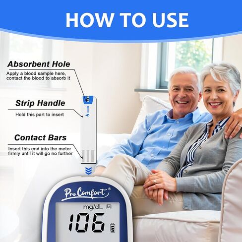 شرائط اختبار الجلوكوز عدد 100 شريط اختبار السكر في الدم يستخدم مع جهاز مراقبة الجلوكوز Pro Comfort فقط بدون تصميم ترميز in Kuwait