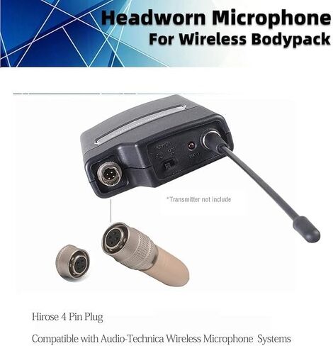 Earhook Headworn Headset Omnidirectional Microphone Compatible with Audio Technica ATW-T1001 Wireless Bodypack Transmitter - Hirose 4Pin Plug in Kuwait