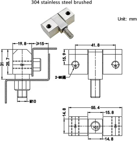 Detachable Three Link Hinge 304 Stainless Steel Bolts Bearings Hinges 1Pcs in Kuwait
