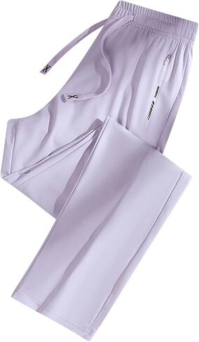 Comfy Stretch Active Pants for Women - Elastic Waist Quick Dry Summer Workout Pants with Zipper Pockets in Kuwait