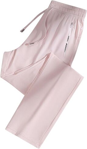 Comfy Stretch Active Pants for Women - Elastic Waist Quick Dry Summer Workout Pants with Zipper Pockets in Kuwait