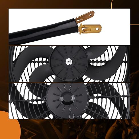 maxpeedingrods 2 قطعة 14 بوصة مروحة عالمية رفيعة دفع سحب مشعاع كهربائي تبريد 12 فولت 90 وات طقم تثبيت in Kuwait