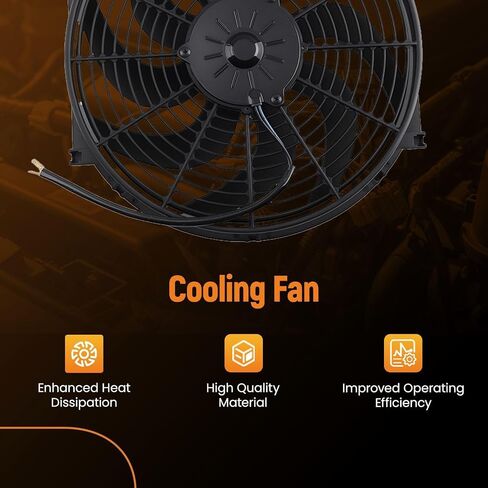 maxpeedingrods 2 قطعة 14 بوصة مروحة عالمية رفيعة دفع سحب مشعاع كهربائي تبريد 12 فولت 90 وات طقم تثبيت in Kuwait
