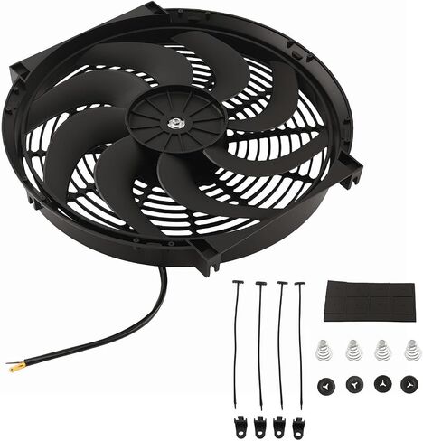 Maxpeedingrods 14 بوصة مروحة عالمية رفيعة دفع سحب مشعاع كهربائي تبريد 12 فولت 90 وات مجموعة تركيب in Kuwait