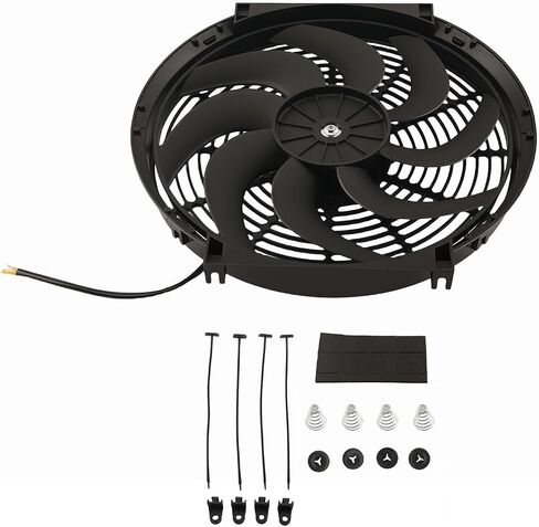 Maxpeedingrods 14 بوصة مروحة عالمية رفيعة دفع سحب مشعاع كهربائي تبريد 12 فولت 90 وات مجموعة تركيب in Kuwait