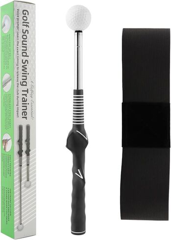 Retractable Golf Swing Training Aid, Strength & Tempo Training for Chipping Hitting, Portable Rhythm Click Sound Warm Up Golf Swing Trainer with Arm Band for Indoor Outdoor Use in Kuwait