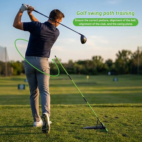 Golf Alignment Stick Holder Kit, Golf Training Aid Angle Adjustable with 6 Fiberglass Alignment Rods and ABS Angle Board, Swing Path Trainer Board for Backyard Practice in Kuwait