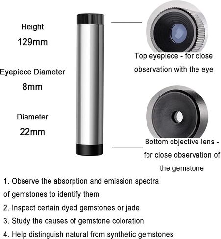 Handheld Diffraction Spectroscope for Gemstone Identification, Full Spectrum Prism with 8mm Eyepiece, Ideal for Antique Jewelry and Gem Fairs in Kuwait