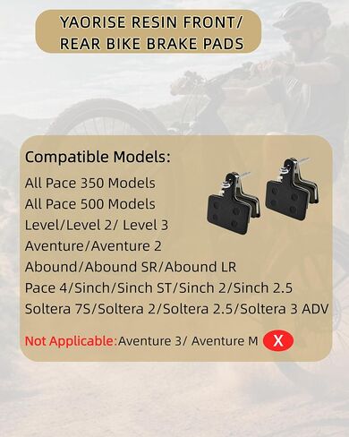 قطعتان من وسادات فرامل الدراجة الإلكترونية من الراتنج لـ Aventon Pace 350/Pace 500/Pace 4/Sinch/Soltera/Level/Aventure/Abound، وسادات فرامل القرص الأمامي الخلفي، جزء ملحقات الدراجة الترابية الكهربائية in Kuwait