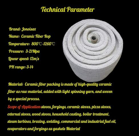 Ceramic Fiber Rope Gasket, Seal Cream Multiple Sizes for Stove Boiler Furnace Oven in Kuwait