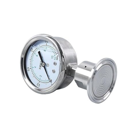 1pc Diaphragm Pressure Gauge Sanitary Stainless Steel Shock-Resistant Diaphragm Quick-Loading clamp Oil Pressure Gauge(-0.1-0.5Mpa) in Kuwait