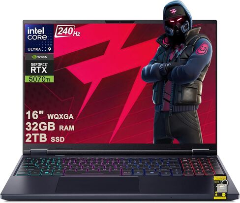 كمبيوتر محمول للألعاب acer Predator Helios Neo 16 AI مقاس 16 بوصة 2560x1600 IPS 240 هرتز (100% DCI-P3) Intel 24-core Ultra 9 275HX 32 جيجابايت ذاكرة الوصول العشوائي 1 تيرابايت SSD GeForce RTX 5070 Ti (ما يصل إلى 992 AI Tops) Win11Pro ICP Hub مع مساعد الطي in Kuwait