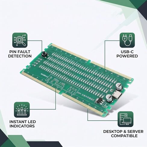 ciciglow DDR4 Memory Tester, Computer Memory Test Card with LED Indicators for Desktop PC Server Motherboard DDR4 Interface Fault Detection in Kuwait