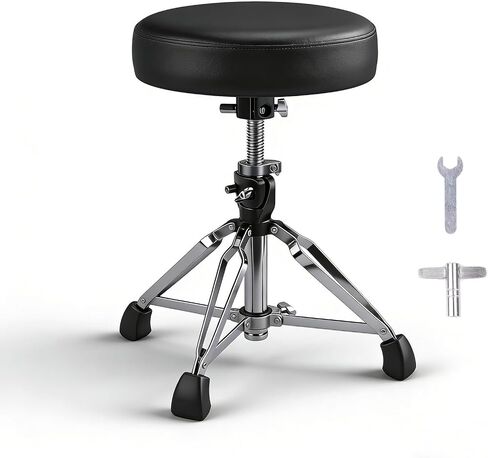 polar lights Heavy Duty Drum Throne, Height Adjustable with Memory Foam Padded Seat, Black Round Stool for Drummers and Guitarists in Saudi Arabia