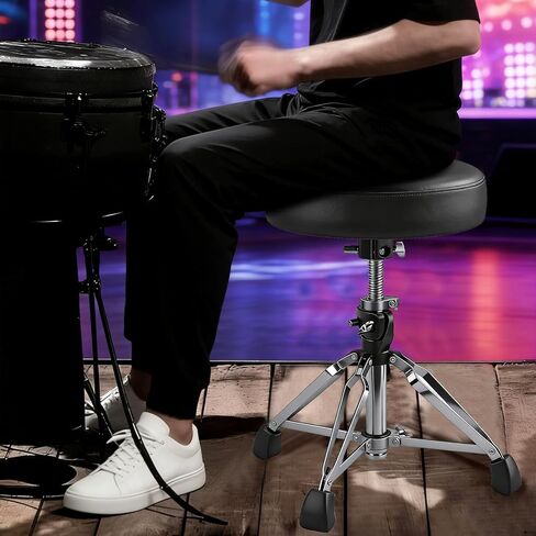 polar lights Heavy Duty Drum Throne, Height Adjustable with Memory Foam Padded Seat, Black Round Stool for Drummers and Guitarists in Saudi Arabia