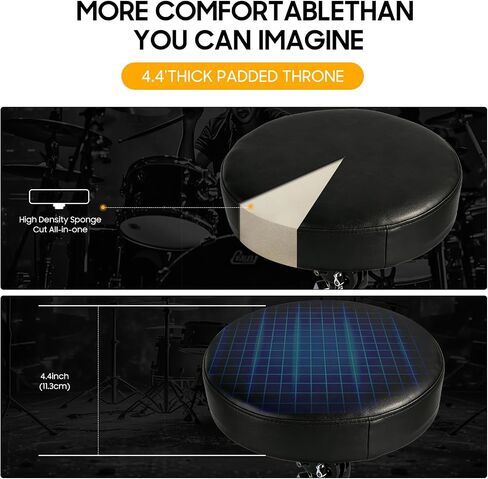 polar lights Heavy Duty Drum Throne, Height Adjustable with Memory Foam Padded Seat, Black Round Stool for Drummers and Guitarists in Saudi Arabia