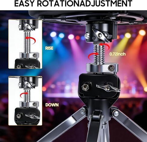 polar lights Heavy Duty Drum Throne, Height Adjustable with Memory Foam Padded Seat, Black Round Stool for Drummers and Guitarists in Saudi Arabia