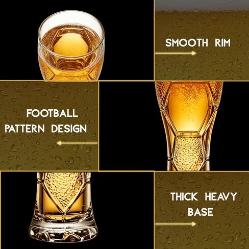 Soccer Shape Beer Glasses Set of 2,16oz Creative Beer Glass for World Cup 2026 Match Day Parties, Ideal Gifts for Fathers and Partners in Kuwait