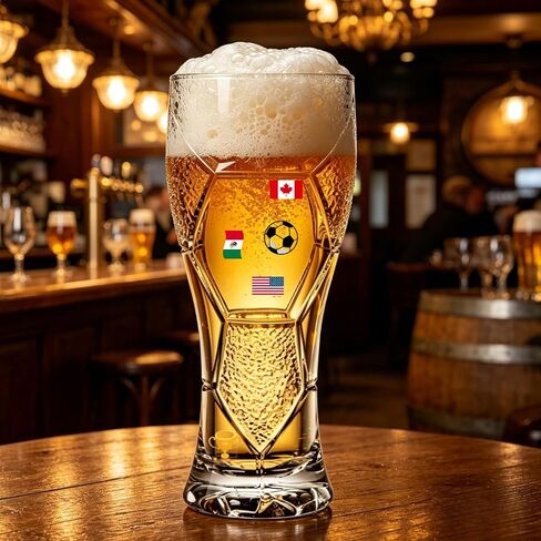 Soccer Shape Beer Glasses Set of 2,16oz Creative Beer Glass for World Cup 2026 Match Day Parties, Ideal Gifts for Fathers and Partners in Kuwait