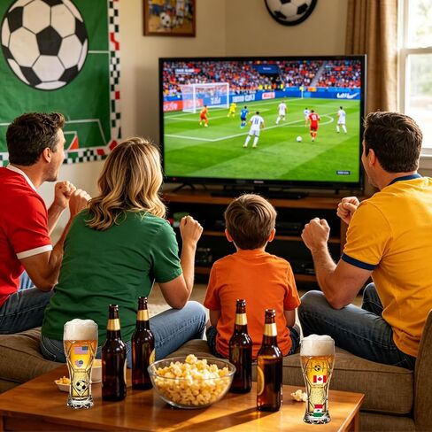 Soccer Shape Beer Glasses Set of 2,16oz Creative Beer Glass for World Cup 2026 Match Day Parties, Ideal Gifts for Fathers and Partners in Kuwait