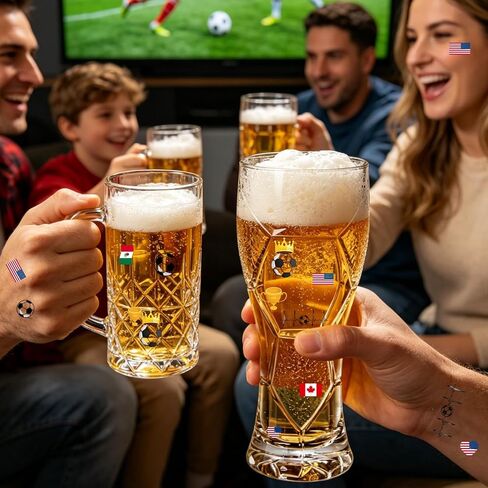 Soccer Shape Beer Glasses Set of 2,16oz Creative Beer Glass for World Cup 2026 Match Day Parties, Ideal Gifts for Fathers and Partners in Kuwait