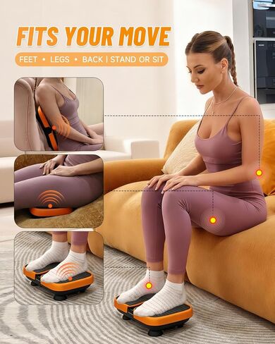 Mini Vibration Plate Machine – Portable, Wireless, Rechargeable Quiet Platefor Vibration Massage, Relaxation & Muscle Stiffness Relief (Orange) in Kuwait