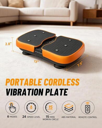 Mini Vibration Plate Machine – Portable, Wireless, Rechargeable Quiet Platefor Vibration Massage, Relaxation & Muscle Stiffness Relief (Orange) in Kuwait