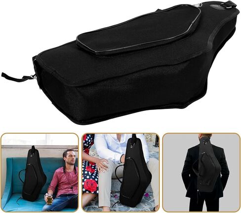 ULTECHNOVO Universal Waterproof Alto Saxophone Case Backpack with Shockproof Padding, Adjustable Shoulder Strap, and Handle for Musical Instrument Storage and Travel (black) in Kuwait