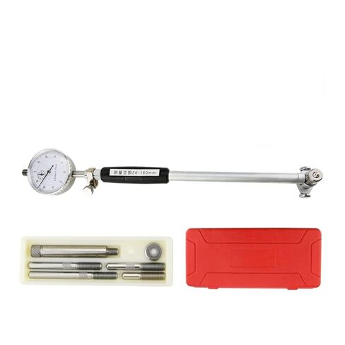 Dial Indicator, Dial Bore Gauge Inner Diameter Gauge Measuring Rod Micrometer Gauge Measuring Tool Hole Bore Dial Indicator Set 15-35-50-160mm(50-160mm Red Dial) in Kuwait