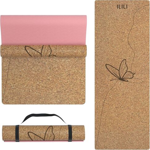 ILILI Eco-Friendly Cork Yoga Mat 1/4 inch Thick, 72''L*26''W, Non Slip Lightweight Cork and TPE Soft Exercise & Fitness Mat, Ideal for All Types of Yoga, Home, Gym & Studio Workouts in Kuwait