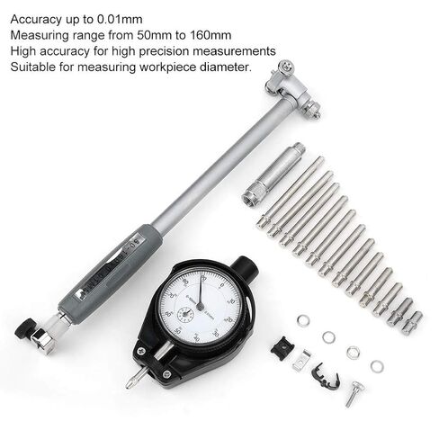 Dial Bore, 0.01mm Accuracy 50-160mm Range Cylinder Bore, Inside Micrometer with 12 Replaceable Probes for Automotive Engine Cylinder Measurement in Kuwait