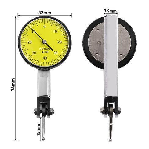 Dial Indicator, Accurate Dial Gauge Test Indicator Precision Metric with Dovetail Rails Mount 0-4 0.01mm Measuring Instrument Tool in Kuwait