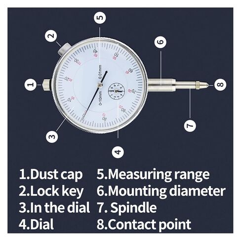 Dial Indicator, 0-10mm Dial Indicator Precision 0.01mm Dial Bore Gauge Indicator Micrometer Tool Hour Type Indicator Measurement Comparator in Kuwait