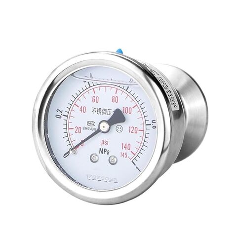 1pc 60mm Sanitary Diaphragm Pressure Gauge Axial Stainless 1.5" Tri Clamp Fitting OD50.5mm for Fermenters Beer Tanks(-0.1-0Mpa) in Kuwait