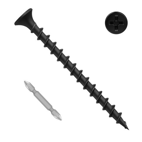 #6 x 1-1/2 Inch Wood Screws, Black Drywall Screws, Coarse Thread, Phillips Head Drive, Self-Tapping for Wood Studs & Drywall, 200 PCS in Kuwait