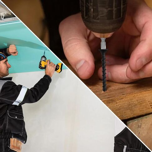 #6 x 1-1/2 Inch Wood Screws, Black Drywall Screws, Coarse Thread, Phillips Head Drive, Self-Tapping for Wood Studs & Drywall, 200 PCS in Kuwait