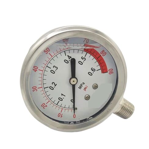 1pc PT1/4 Thread YN60 2.5" 60mm Brass Movement Chrome Plating Mpa/PSI Double Scale Shock - Proof Oil - Filled Pressure Gauge(3MPA) in Kuwait