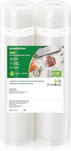 أكياس مانعة للتسرب من Bonsenkitchen، لفات مقاس 27.94 سم × 50.8 سم، عبوتان، خالية من مادة BPA، لفافة طعام منسوجة من الدرجة التجارية شديدة التحمل، حجم مخصص للطهي بالفيديو in Kuwait